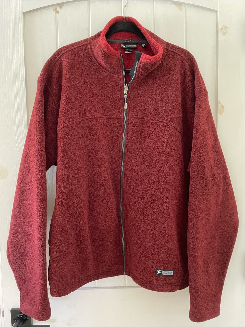 REI Men’s Full-Zip Fleece Jacket Stand-Up Collar Pockets Red Size 2XL